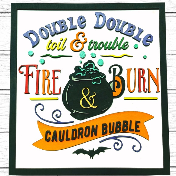 Double Double Toil & Trouble Wall Sign - Picture 1 of 6